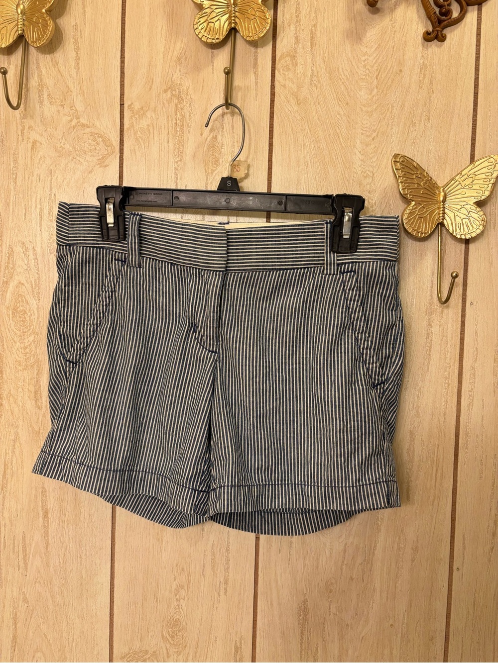 J. Crew Navy and White Striped Cotton Shorts